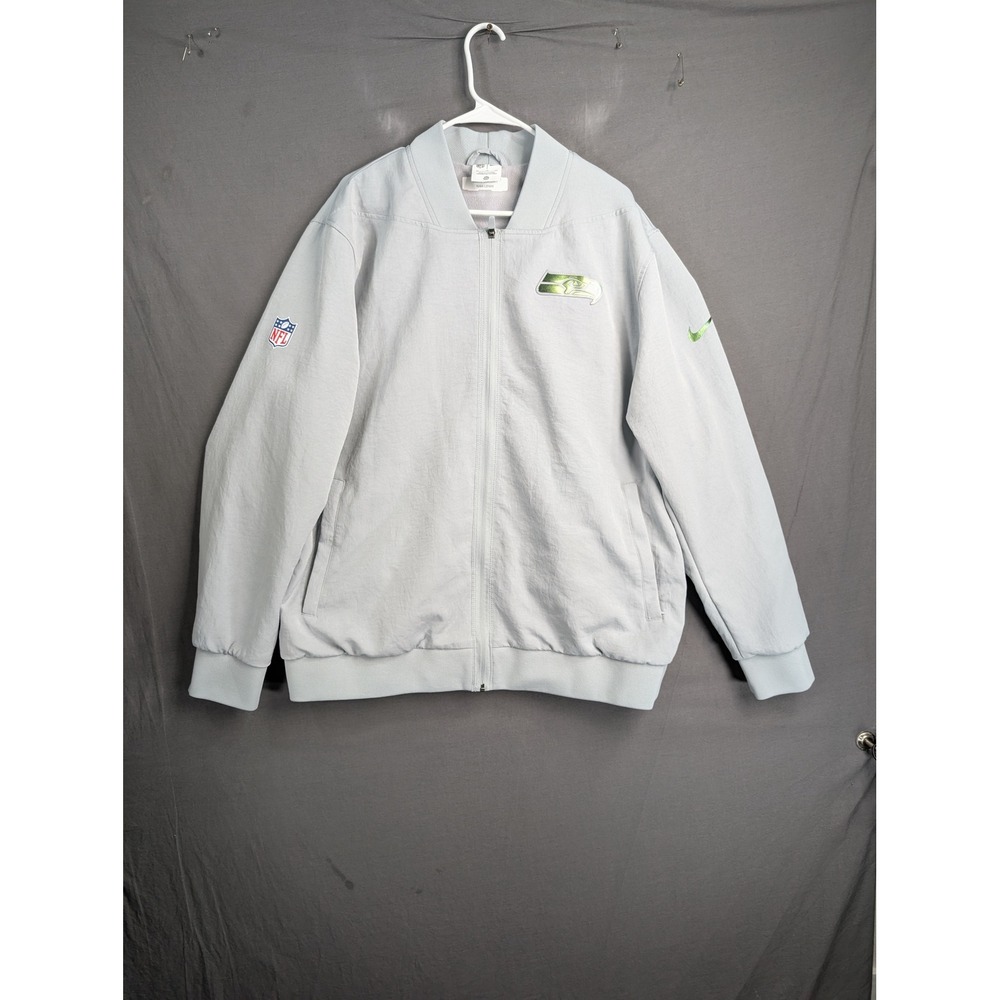 Nike Seattle Seahawks NFL Men XL Gray Full Zip Sideline Jacket 03AU-01V